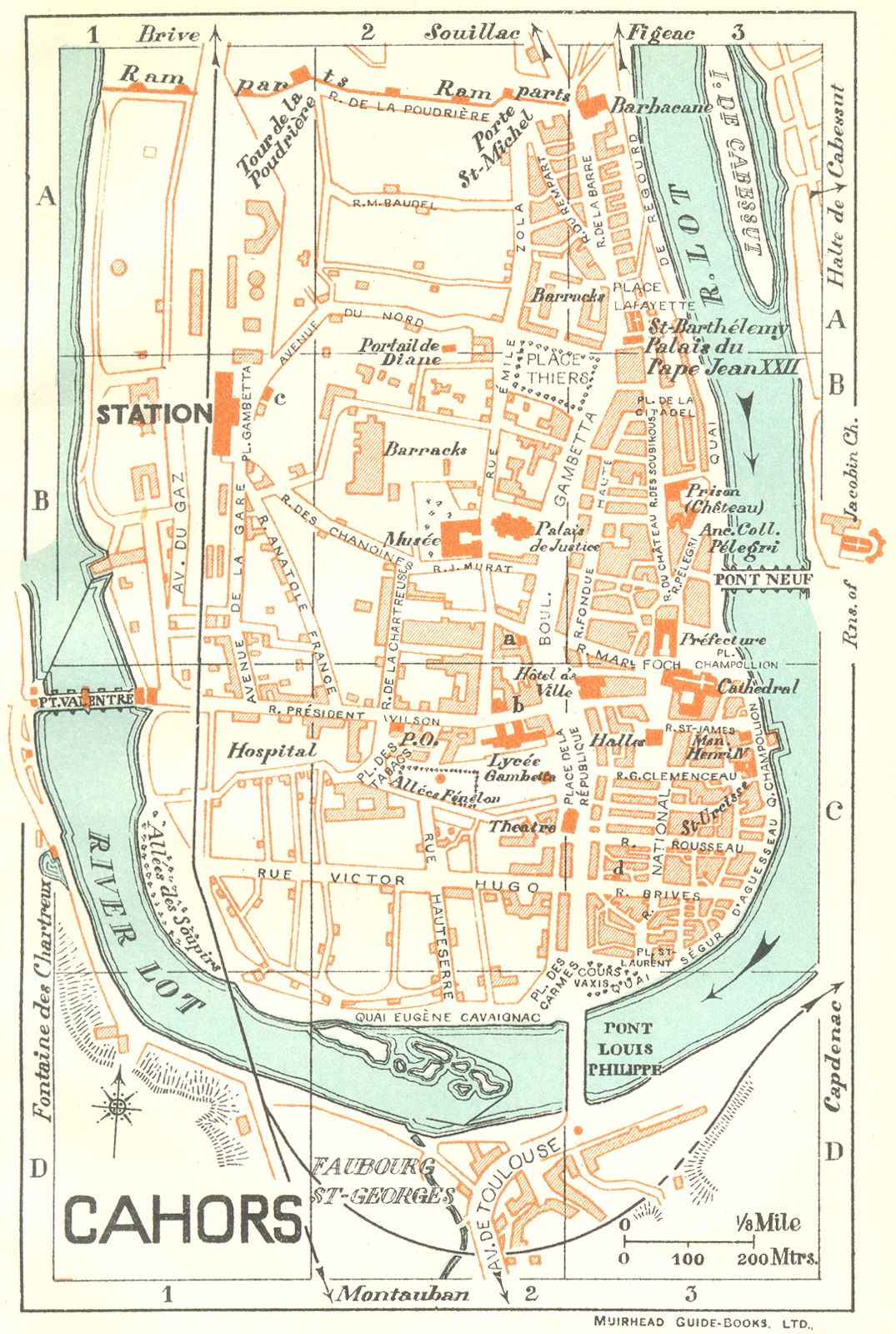 FRANCE. Cahors 1926 old vintage map plan chart